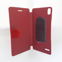 Чехол книжка valenta Huawei Ascend P6 красный С1060 (кожа)