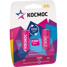 Аккумулятор КОСМОС 2300mAh АА NiMh тип AA R06 LR6 LR06 (2 шт. в одной упаковке)