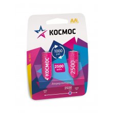 Аккумулятор КОСМОС 2500mAh АА NiMh тип AA R06 LR6 LR06 (2 шт. в одной упаковке)